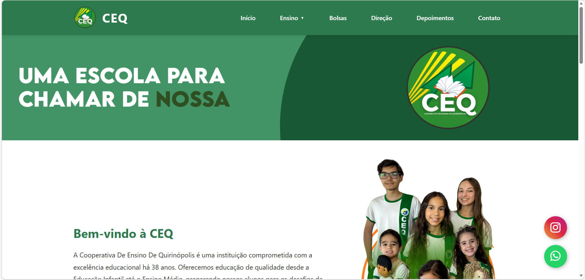 CEQ Escola — Institutional website for a Brazilian cooperative school